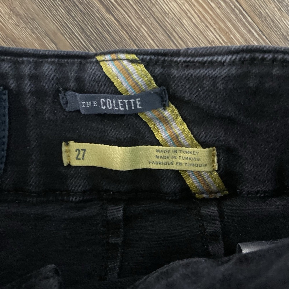 Anthropologie Maeve The Colette Crop Wide-Leg Black Denim Size 27 - Picture 4 of 8